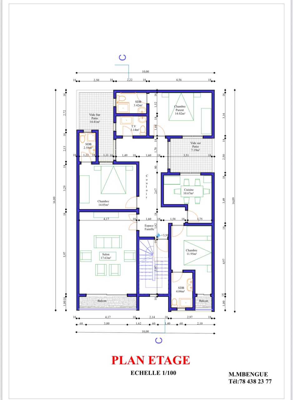 Vue intérieure Villa 150m²